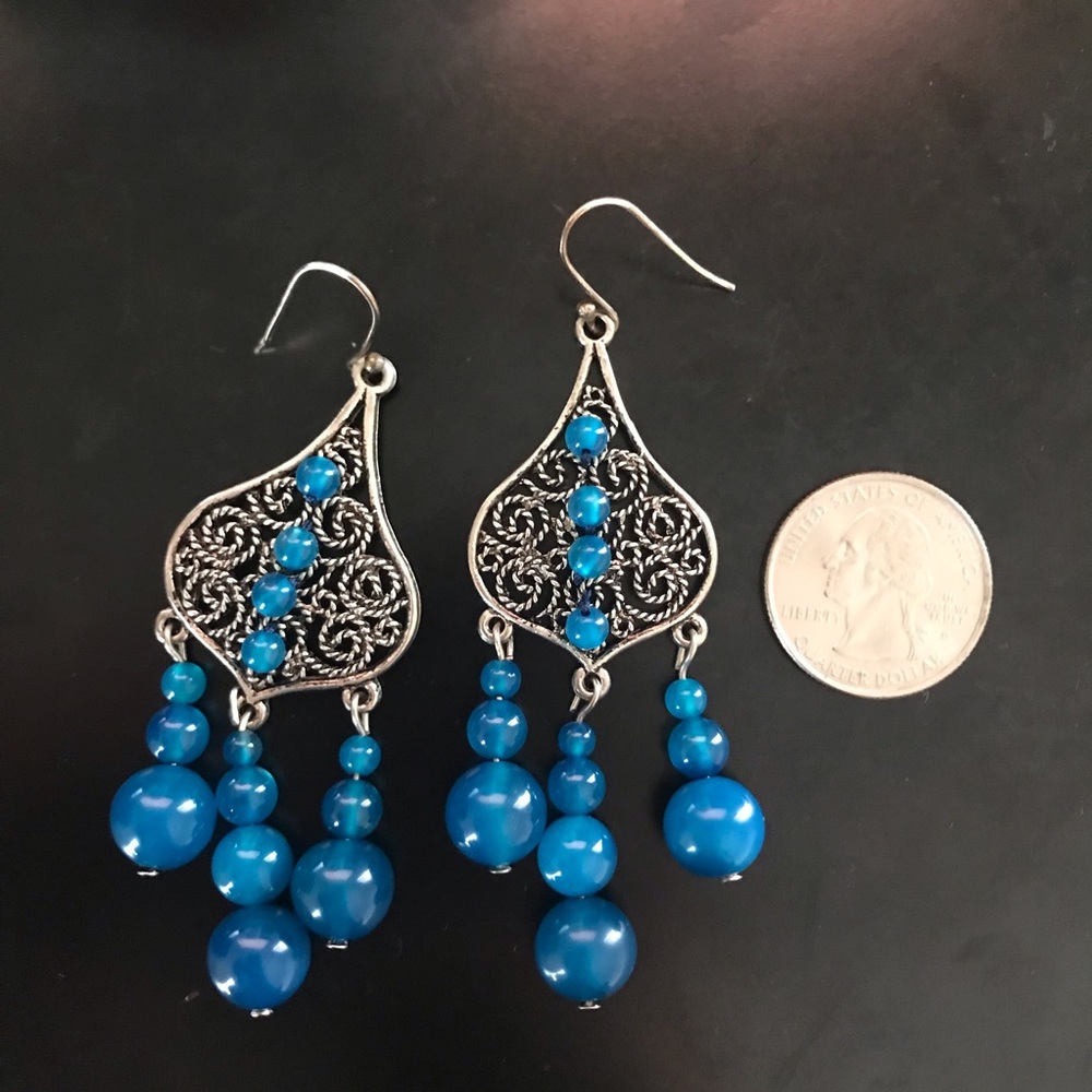 Dangling Statement Earrings, Handcrafted, Silver - image 5